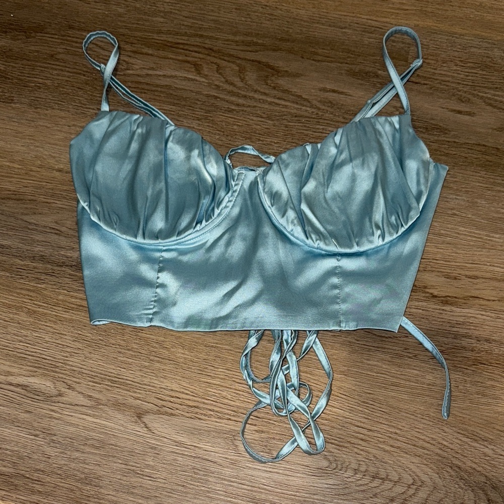 hey babe blue bustier top size small